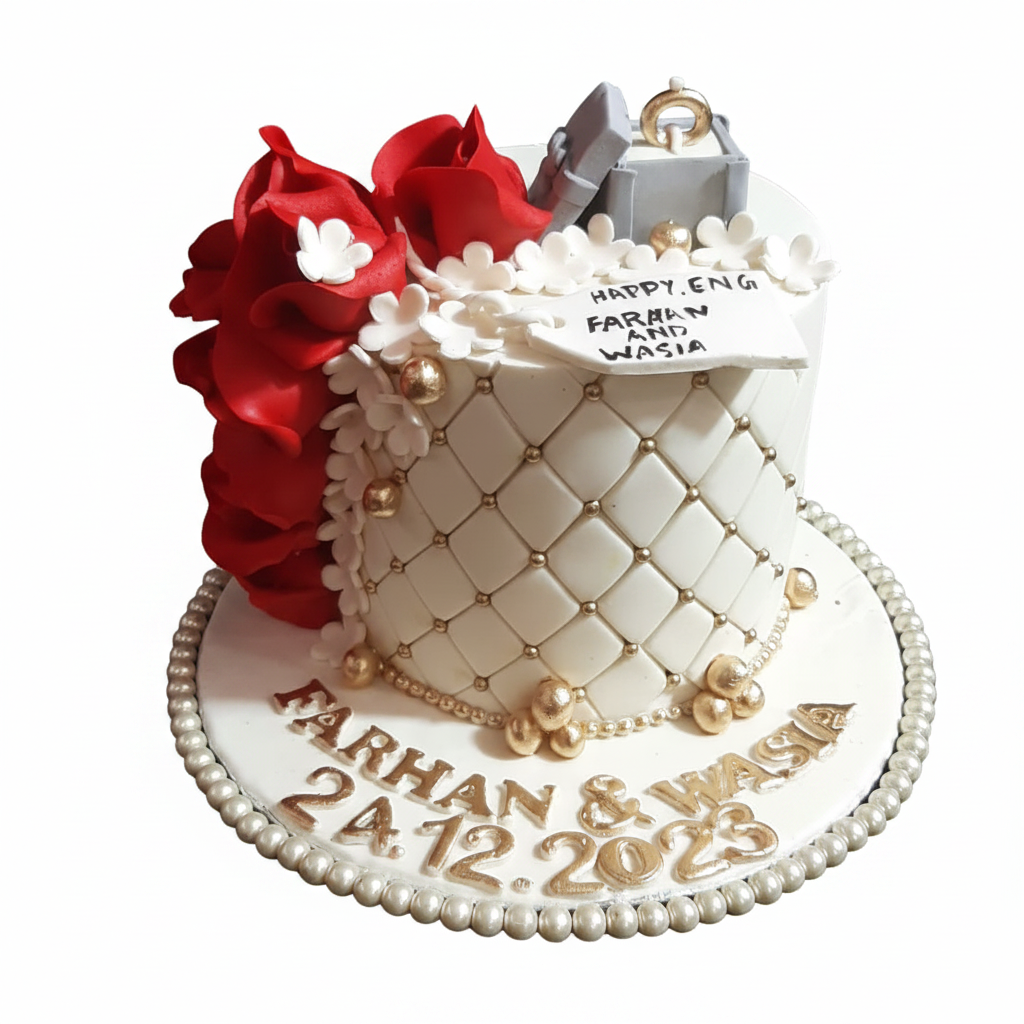 Engagement Ring Box Cake on white background
