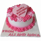 Happy Birthday Mama pink heart cake with pure white background