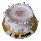 2-Tier Mother's Day Ribbon and Rose Cake with white background