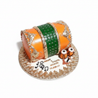 Mehndi Dholki cake with tabla and music notes on white background