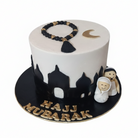 Hajj Mubarak couple cake with pure white background
