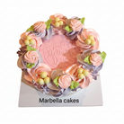 Happy Mothers Day floral wreath cake with pure white background