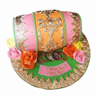 Mehndi dholki drum shaped cake on white background